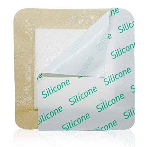 Product Cover [Pack of 10] 4x4 inches Silicone Foam Dressing, Sacral Foam Dressing, Bordered Self Adhesive 5-Layer Foam Dressings for Wounds, High Absorbency Sacrum Foam Dressing, Soft and Bendable for Fast Healing