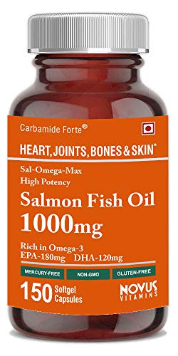 Product Cover Carbamide Forte Salmon Fish Oil 1000mg Capsule for Men & for Women with Omega 3 300mg: EPA 180mg, DHA 120mg Supplement - 150 Softgel Capsules