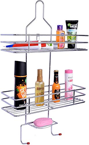 Product Cover Plantex 5 in 1 Stainless Steel Big Size Multipurpose Bathroom Shelf/Kitchen Shelf/Holder/Bathroom Accessories for Home - Square