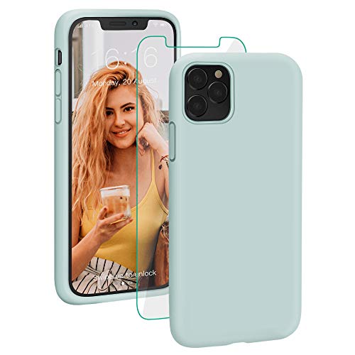 Product Cover Compatible for iPhone 11 Pro Case, ProBien Liquid Silicone Phone Cover Case with Screen Protector Full Coverage Protective Shockproof Durable Drop Protection Shell 5.8 Inch 2019 Mint Green