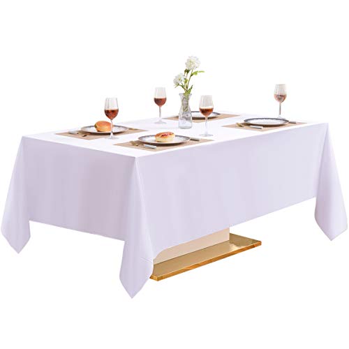 Product Cover EVENTSDECO White Tablecloth Rectangle Table Cloth Rectangular Polyester 60x102 Wrinkle Resistant, Stain Resistant Table Cloths for Banquet Vendor Wedding Buffet and Party