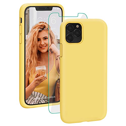 Product Cover Compatible for iPhone 11 Pro Case, ProBien Liquid Silicone Phone Cover Case with Screen Protector Full Coverage Protective Shockproof Durable Drop Protection Shell 5.8 Inch 2019 Yellow