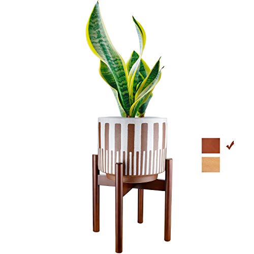 Product Cover Plant Stand, 12-inch Mid Century Indoor Wood Flower Pot Holder Modern for Tall Plants, Snake Plant, Fit for 10-12 Inch Planter (Plants and Pot are not Included), Red Brown