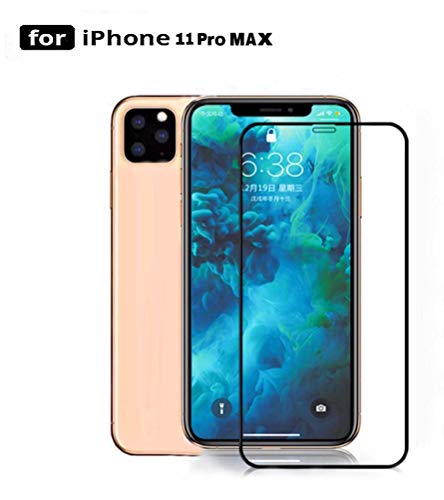 Product Cover Aeidess Tempered Glass for Apple iPhone 11 Pro Max (Black)-Edge to Edge Full Screen Coverage Black