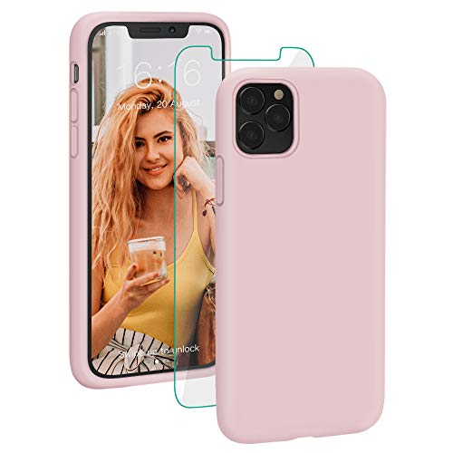 Product Cover Compatible for iPhone 11 Pro Max Case, ProBien Liquid Silicone Phone Cover Case with Screen Protector Full Coverage Protective Shockproof Drop Protection Durable Shell 6.5 Inch 2019, Sand Pink