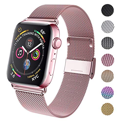 Product Cover GBPOOT Compatible for Apple Watch Band 38mm 40mm 42mm 44mm, Wristband Loop Replacement Band for Iwatch Series 4,Series 3,Series 2,Series 1,Rosegold,42mm/44mm