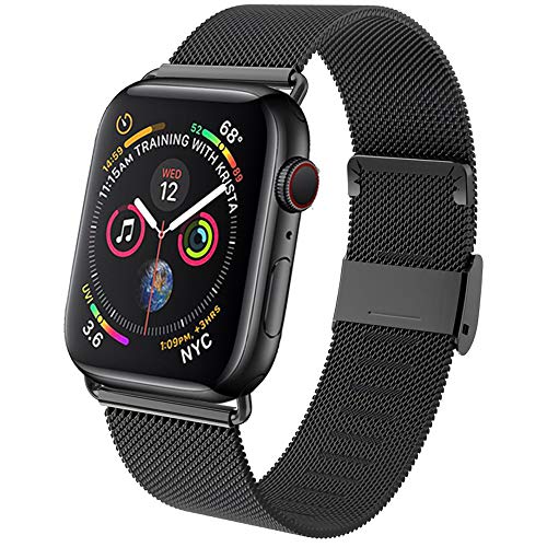 Product Cover GBPOOT Compatible for Apple Watch Band 38mm 40mm 42mm 44mm, Wristband Loop Replacement Band for Iwatch Series 4,Series 3,Series 2,Series 1,Black,42mm/44mm