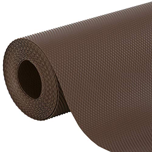 Product Cover Kuber Industries Multipurpose Textured Super Strong Anti-Slip Mat Liner - Size 45X150cm (1.5 Meter Roll, Brown) - CTKTC022135
