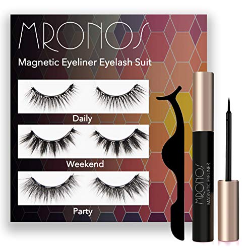 Product Cover MRONOS Magnetic Eyelash and Eyeliner Kit,3 Styles Upgraded 3D Magnetic False Eyelashes Set,With Reusable Lashes 3 Pairs