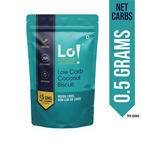 Product Cover Lo! Foods - Keto Coconut Cookies | Only 0.5 g Net Carb Per Cookie | Lab Tested Keto Food Products for Keto Diet | Nutritious Keto Cookies and Snacks - 192 g