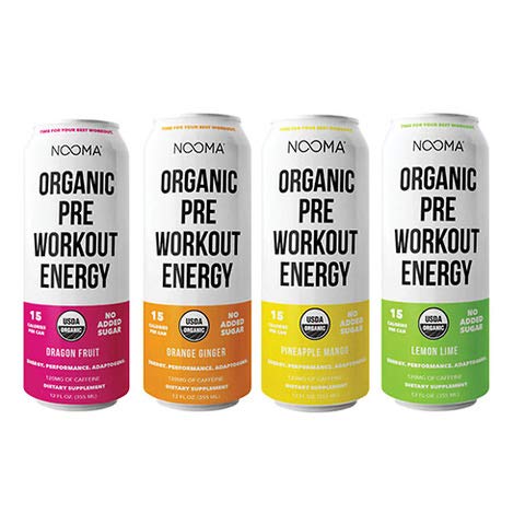 Product Cover NOOMA Organic Pre-Workout | 120mg Caffeine + Adaptogens + Electrolytes | Real Ingredients, Keto, Plant-Based, Paleo | No Added Sugar, 15 Calories | 12 oz (Pack of 12) (Variety)