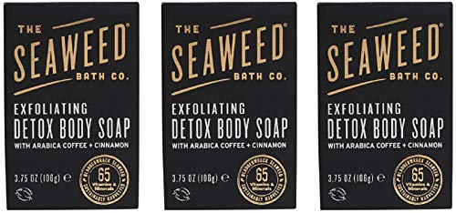 Product Cover The Seaweed Bath Co. Exfoliating Detox Body Soap (3-pack), Unscented, Natural Organic Seaweed, Coconut Oil, Vegan, Paraben Free, 3x3.75 oz.
