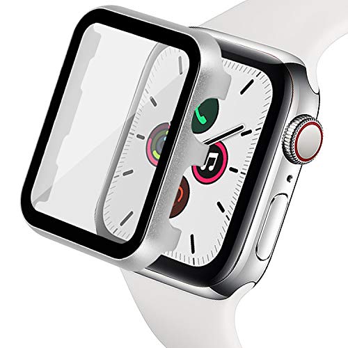 Product Cover Ritastar for Apple Watch Case with Screen Protector 40mm,Overall Metal Cover and Hard PET Film,High Sensitive Touch,Anti Scratch,Bubble Free,Full Courage for NEW GPS iWatch Series 5,4 Women Men,Silver