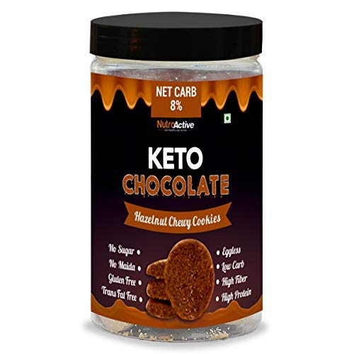 Product Cover NutroActive Keto Chocolate Hazelnut Chewy Cookies Gluten Free - 250gm (8.81 OZ)
