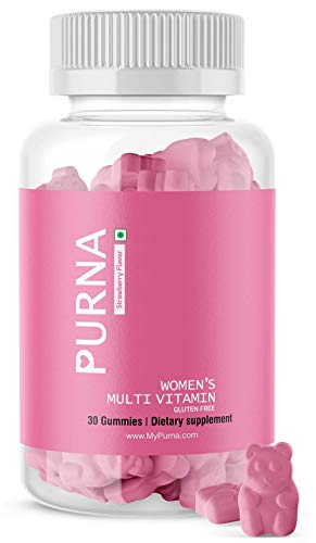 Product Cover Purna Multi-Vitamin Strawberry Gummies for Women (Vitamins A, C, D, E, B12 and 8 Minerals), 30 Gummy Bears (one per day)