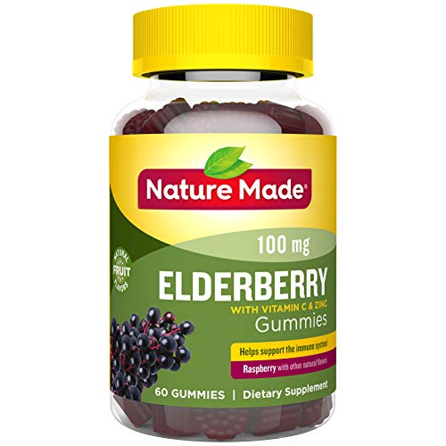 Product Cover Nature Made Elderberry 100mg with Vitamin C & Zinc Gummies, 60 count to Help Support the Immune System†