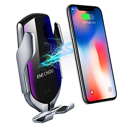 Product Cover KMI CHOU R2 Wireless Car Charger,Automatic Clamping IR Intelligent Wireless Car Charger Mount - Car Charger Holder 10W Fast Charging for iPhone Xs Max/XR/X/8/8Plus Samsung S10/S9/S8/Note 8（Silver）