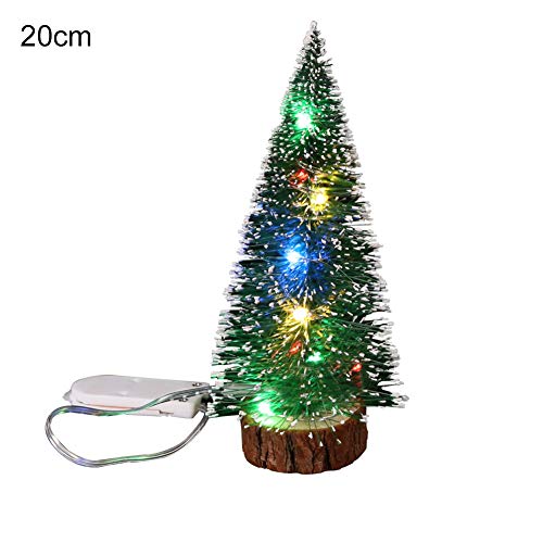 Product Cover Gnc33Ouhen Mini Xmas Assorted Pine Trees Mini Christmas Tree with LED Light Lamp Home Office Party Desktop Decor Miniature Garden Village Ornaments Wall Hanging Multicolor 20cm