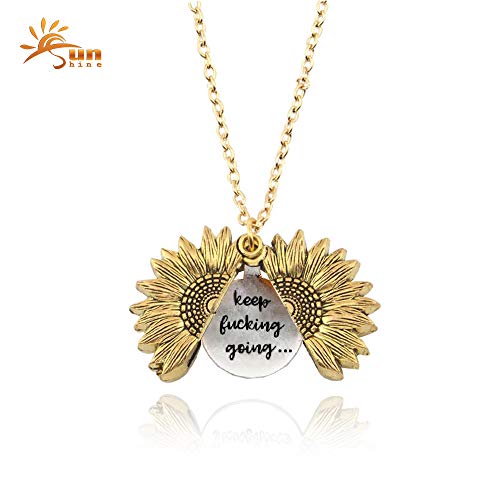 Product Cover Sunshine Keep Fucking Going- Sunflower Necklace Box, Golden, Size No Size