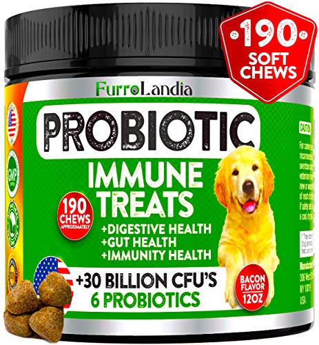 Product Cover Probiotics for Dogs - 190 Advanced Dog Probiotics Chews with 30 Billion CFUs + Digestive Enzymes - Relieves Dog Diarrhea, Constipation, Improves Digestion, Allergy, Hot Spots, Immunity - Made in USA