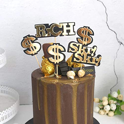 Product Cover NN-BH Happy Birthday Cake Topper, Birthday Party Cake Decoration, Dollar Sign Cake Topper 5 Pieces