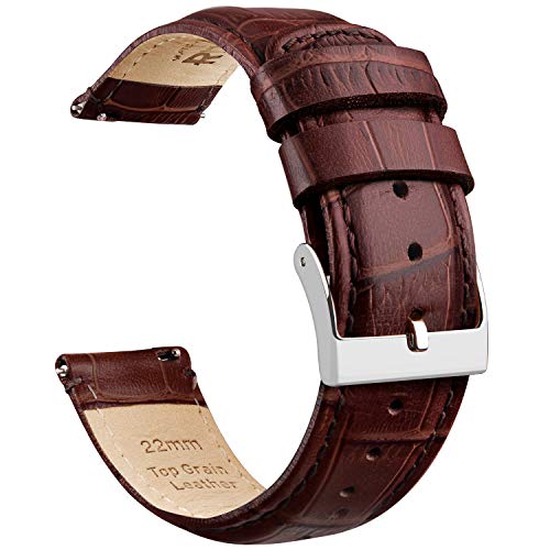 Product Cover Ritche 20mm Quick Release Leather Watch Bands Dark Brown Alligator Watch Strap for Men Women