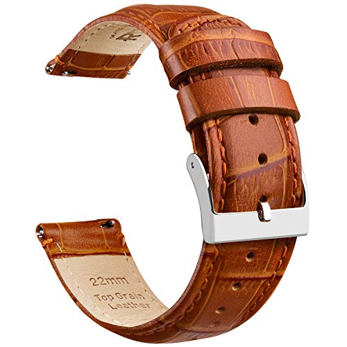 Product Cover Ritche 22mm Quick Release Leather Watch Bands Brown Alligator Watch Strap for Men Women
