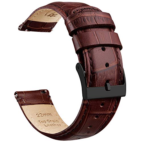 Product Cover Ritche 22mm Quick Release Leather Watch Bands Dark Brown Alligator Watch Strap for Men Women