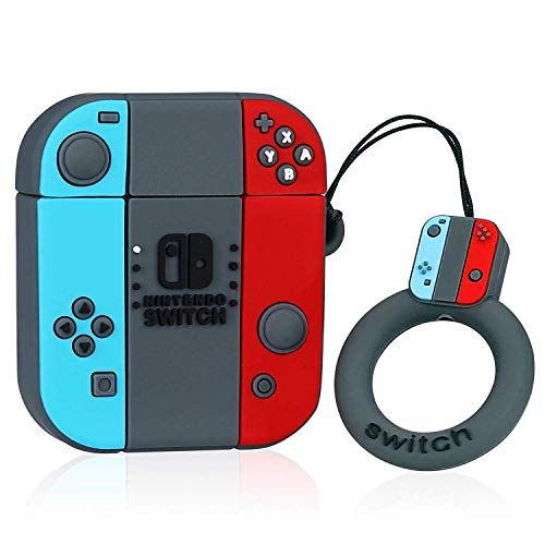 Product Cover Lupct Game Switch Compatible with Airpods 1/2 Case Silicone, Cute Cartoon 3D Cool Air pods Design Cover, Fun Kawaii Fashion Stylish Funny Cases for Kids Girls Teens Boys Character Skin Keychain Airpod