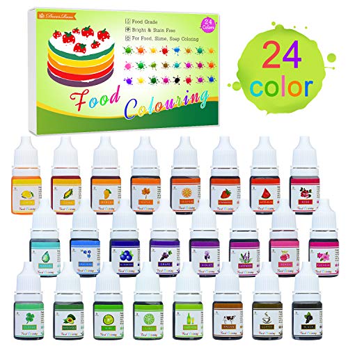 Product Cover 24 Color Food Coloring - Concentrated Liquid Cake Food Coloring Set for Baking, Decorating, Icing and Cooking - Rainbow Food Colors Dye for Slime Making and DIY Crafts - .25 fl. Oz. Bottles