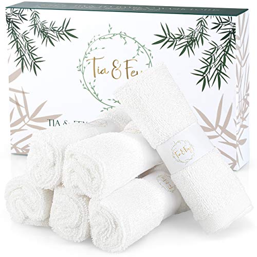Product Cover Face Cloth Made From Bamboo - Soft Wash Clothes For Face Made From Organic Bamboo Set of 6 face towel Gentle on Sensitive Skin, makeup remover cloth, soft washcloths 10 x 10 Inch