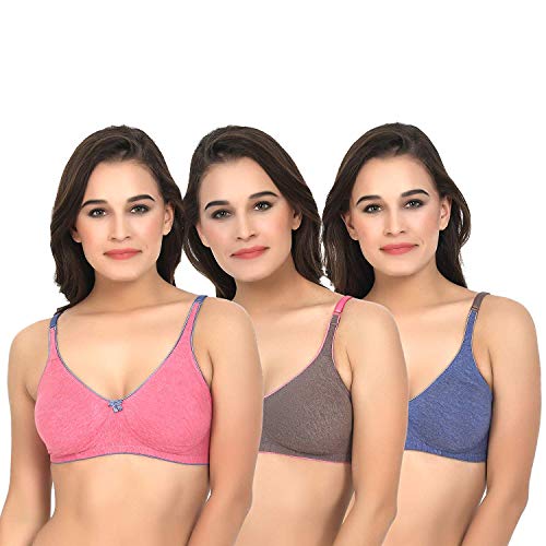 Product Cover Aura Fashion Women's Pack of 3 Full Coverage Non Padded Wirefree Full Cup Bra