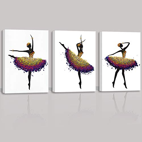 Product Cover ARTSPIRIT Living Room Decor Wall Art Decor Abstract Black American Women Black Art African Woman Dancing Lady Painting Canvas Pictures for Bedroom Artwork for Girls Room