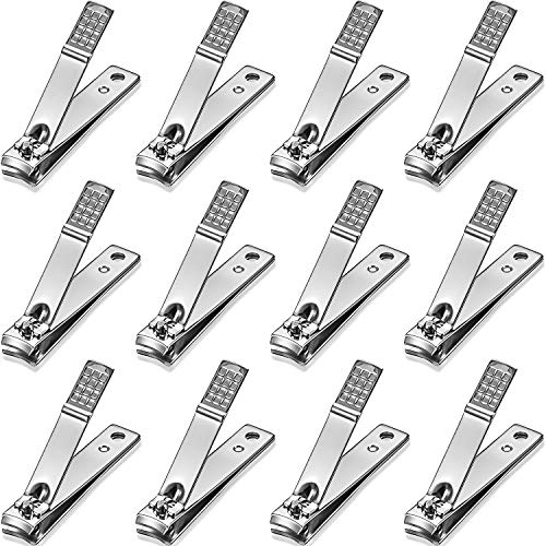 Product Cover 12 Pieces Nail Clipper Set Stainless Steel Nail Cutter Fingernails and Toenail Clipper Cutter for Women Men (Silver)