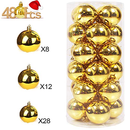 Product Cover XinXu 48ct Christmas Ball Ornaments, Shatterproof Christmas Tree Balls Decorations Personalized Glossy Xmas Small Hanging Ball Decoration for Festival Party Wedding (1.6/1.97/2.4