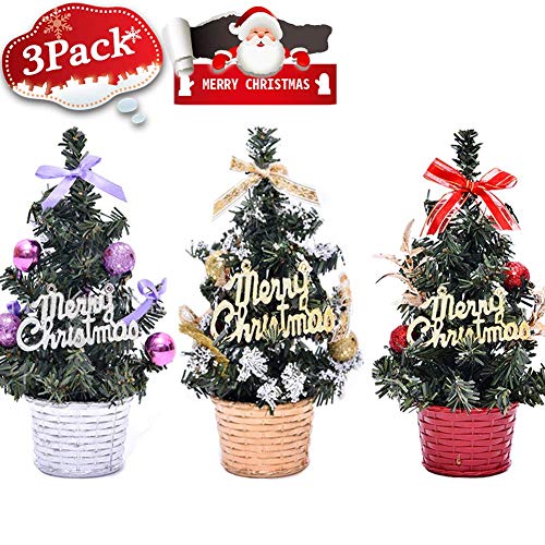 Product Cover Mini Christmas Tree, 3 Pack Table Top Artificial Christmas Tree Xmas Decor Table Decoration Small Party Ornament Xmas Festival Gift (2019 New)
