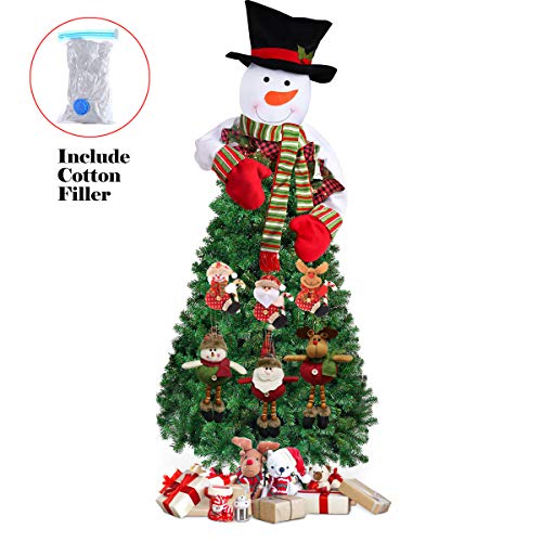 Product Cover Christmas Plush Ornaments - 7Pcs Xmas Hanging Decoration - Snowman Christmas Tree Topper - Santa Clause Snowman Reindeer Doll for Christmas Tree Outdoor Indoor Novelty Holiday Winter Party Home Decor