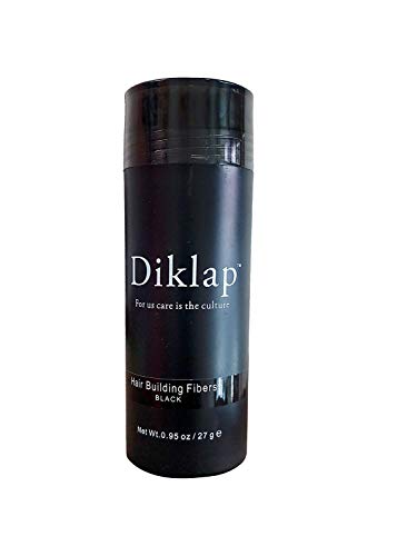 Product Cover Diklap Hair Building Fiber, Black, Natural Keratin Hair Building Fiber for Men and Women 27g