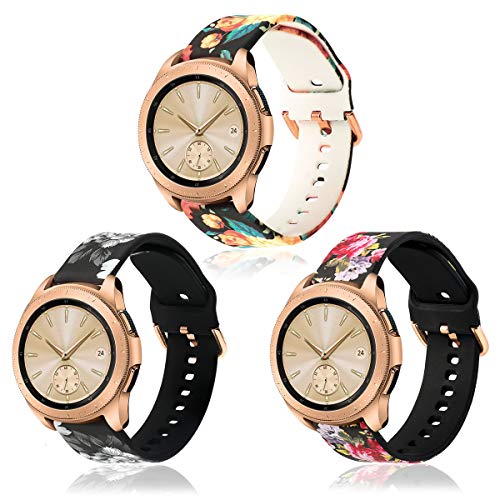 Product Cover Koreda Compatible Samsung Galaxy Watch Active Bands/Galaxy Watch 42mm/Gear Sport Bands Sets, 20mm Soft Floral Print Sport Watch Strap Replacement Compatible Galaxy Watch Active 40mm R500 (3 Pack#7)
