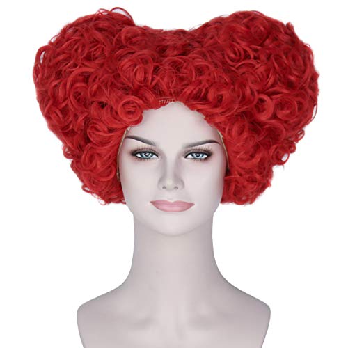 Product Cover Miss U Hair Synthetic Woman Short Curly Heart Style Hair Wigs Halloween Costume Wig (Red)