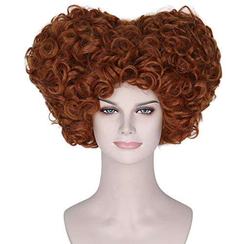 Product Cover Miss U Hair Synthetic Woman Short Curly Heart Style Hair Wigs Halloween Costume Wig (Auburn)