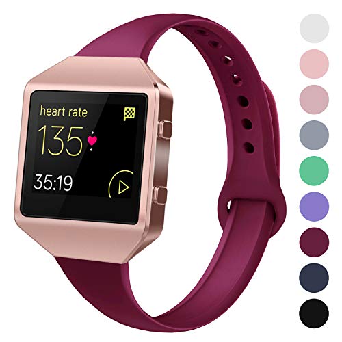Product Cover Acrbiutu Bands Compatible with Fitbit Blaze, Slim Thin Narrow Replacement Silicone Sport Accessory Strap Wristband with Metal Frame for Fitbit Blaze Smart Fitness Watch Women Men