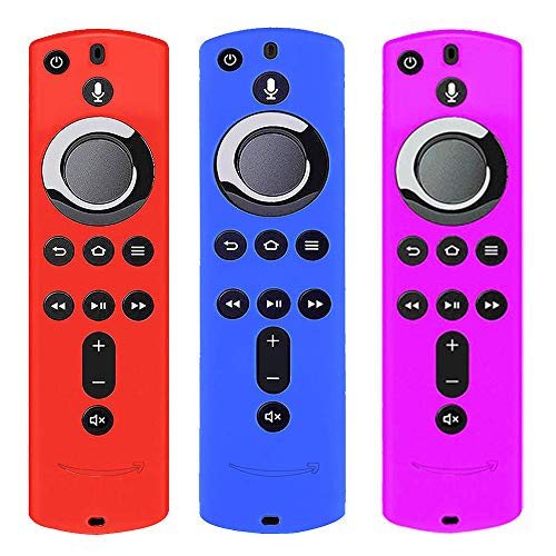 Product Cover [3 Pack] Silicone Cover Case for TV Firestick 4K / TV (3rd Gen) Compatible with All-New 2nd Gen Remote Control (Red Blue and Purple)