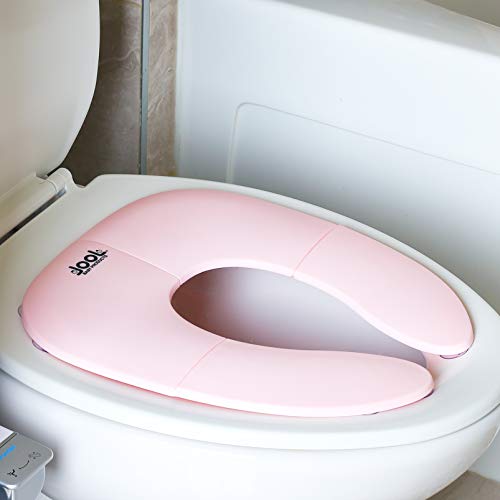 Product Cover Folding Travel Potty Seat for Girls, Fits Round & Oval Toilets, Non-Slip Suction Cups, Includes Free Travel Bag - Jool Baby
