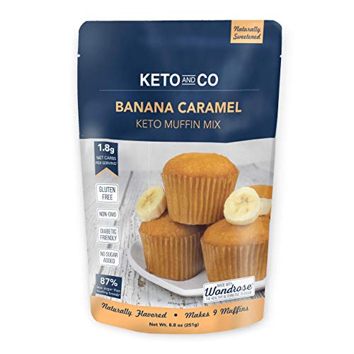 Product Cover Banana Caramel Keto Muffin Mix by Keto and Co | Just 1.8g Net Carbs Per Serving | Gluten Free, Low Carb, No Added Sugar, Naturally Sweetened| (Banana Caramel Muffins)