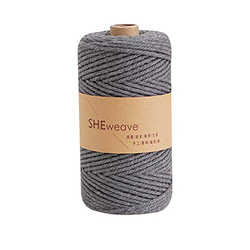 Product Cover Macrame Cord,Natural Cotton Macrame Rope,3mm×100m(About 109yard) Cord Rope for Macrame,Wall Hanging,Plant Hanger,DIY Craft Making,Knitting (Gray)