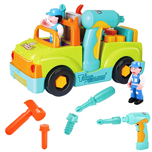 Product Cover Zooawa Little Mechanic Tool Truck Car Toy for Kids Birthday Gift Present, Battery Operated Bump and Go Action Toy Car with Music Electric Drill and Power Tools - Colorful