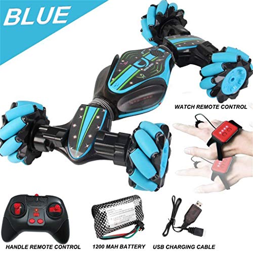 Product Cover Remote Control Stunt Car,2.4G 4WD Stunt Gesture Induction Twisting Off-Road Vehicle Light Music Drift Traverse Remote Control Dancing Side Driving Toy Cars Birthday Gift for Boys Girls Adults (Blue)