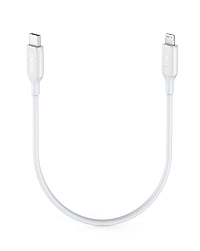 Product Cover USB C to Lightning Cable (1 ft), Anker Powerline III MFi Certified Fast Charging Lightning Cable for iPhone 11/11 Pro / 11 Pro Max/X/XS/XR Max / 8 Plus/AirPods Pro, Supports Power Delivery (White)