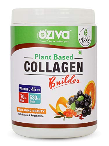 Product Cover OZiva Plant Based Collagen Builder with Biotin & Silica, Acai Berry, Bamboo Shoot, Sea Buckthorn for Anti Aging Beauty, 0.55 lbs, 100% Natural & Vegan Friendly